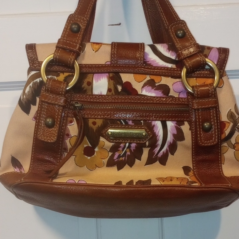 Isabella Fiore Floral Brown Leather Women's Bag - Picture 5 of 11